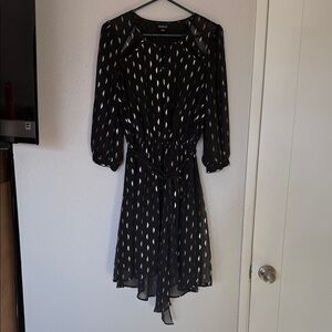 Allen B. By Allen Schwartz Black and Cream Long Sleeve Dress